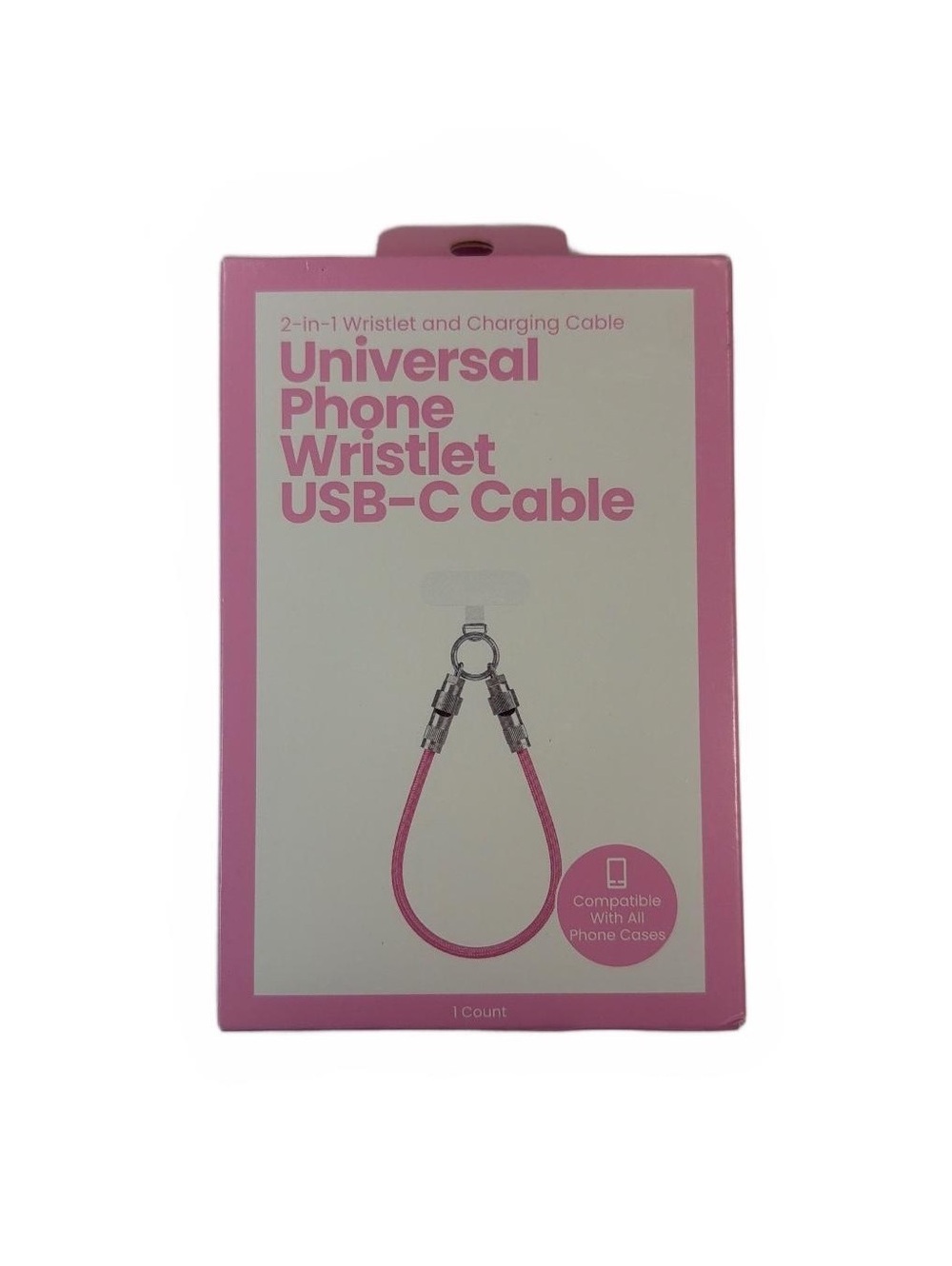 Wristlet USB-C Charging Cable Universal Braided Cell Phone Accessory Pink NEW